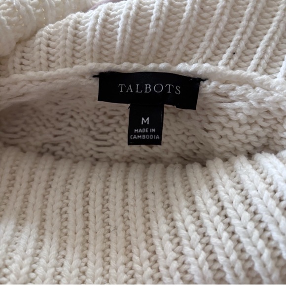 Talbots Colorblock Turtleneck Sweater red black and white Sz Medium - Picture 3 of 7